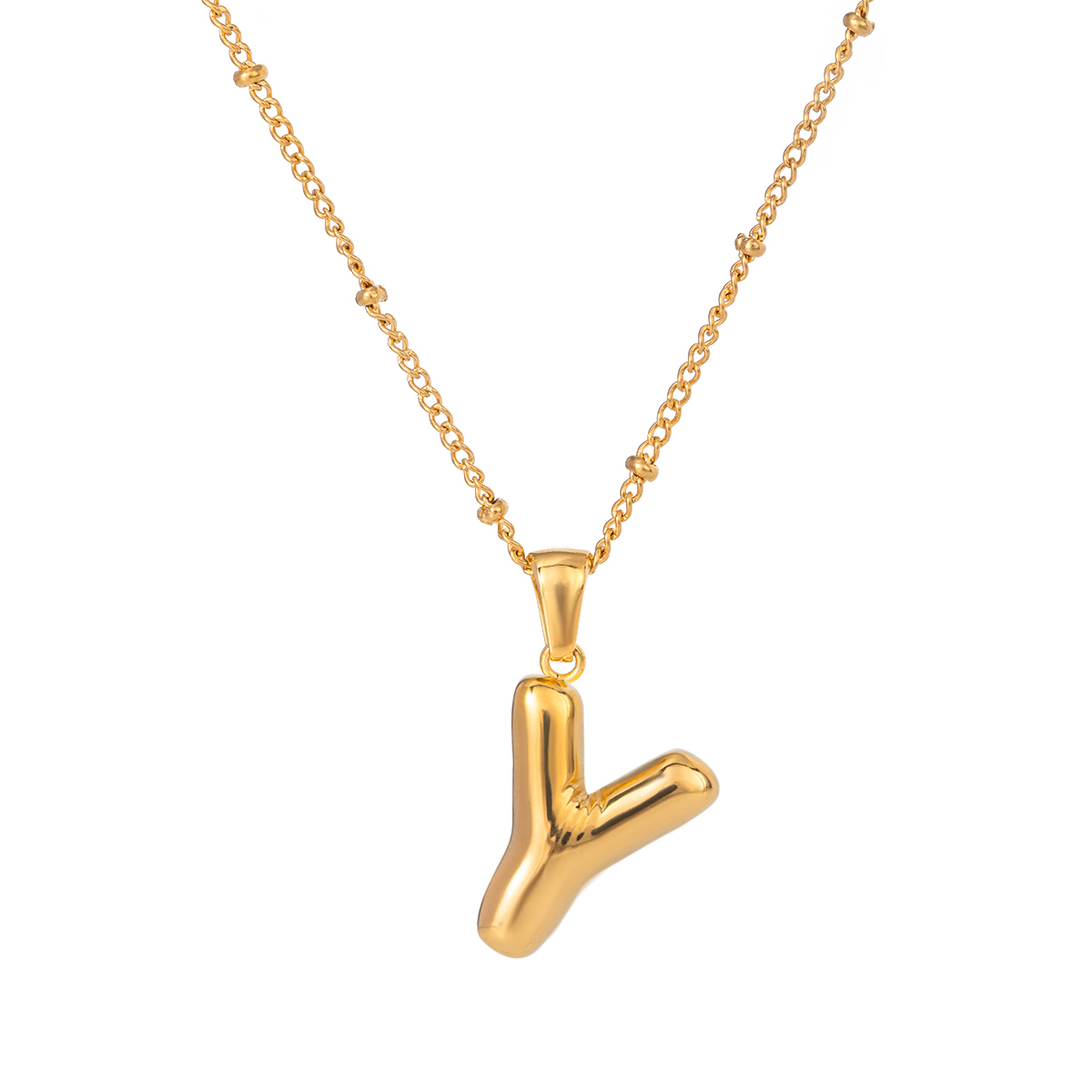 Goud / 1 stuk Eenvoudige casual stijl letter Y-vorm roestvrij staal 18K verguld dames hanger ketting Afbeelding25